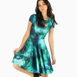 GALAXY TURQUOISE PEEPHOLE LONGLINE DRESS - LIMITED